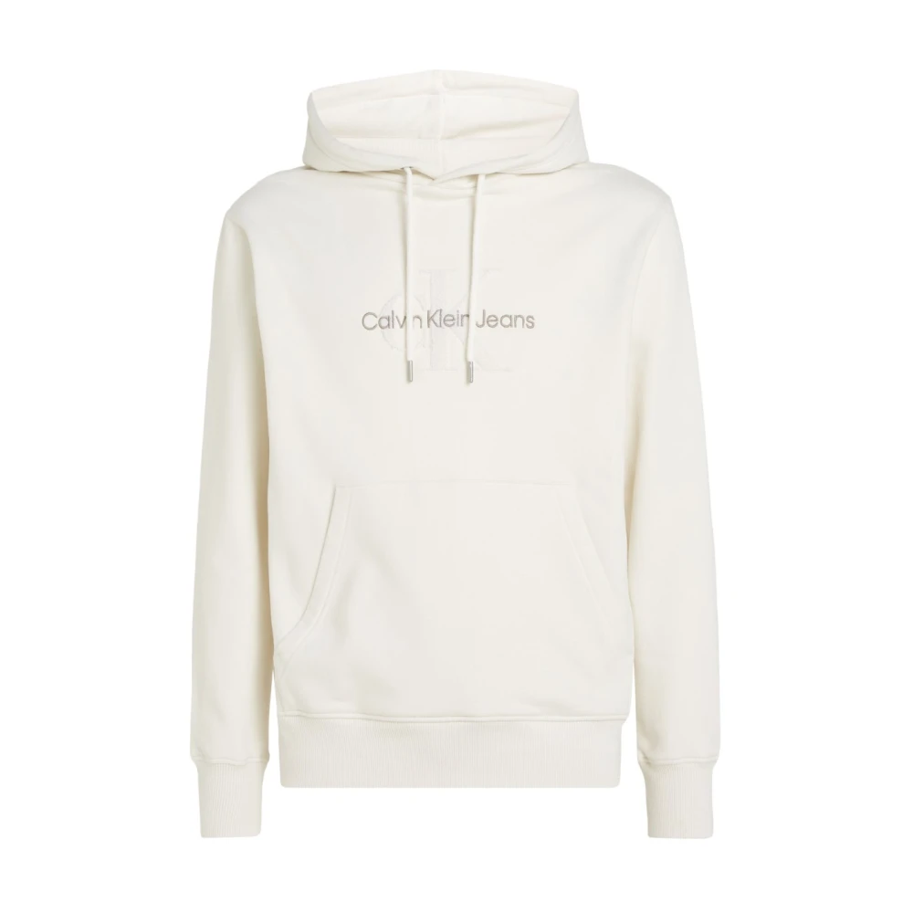 Calvin Klein Jeans Monogram Hoodie met Ribboord White Heren
