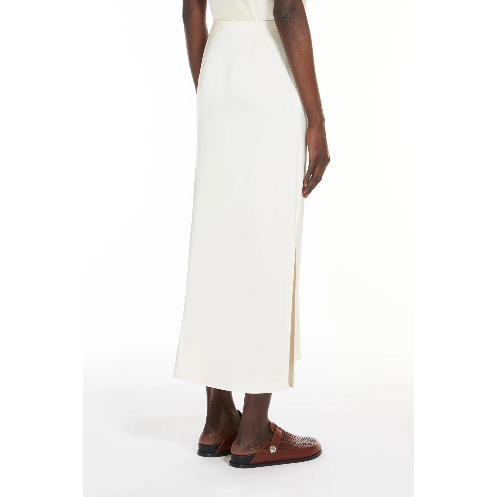 Max Mara Weekend Beige Satijnen Midi Rok met Split Beige Dames