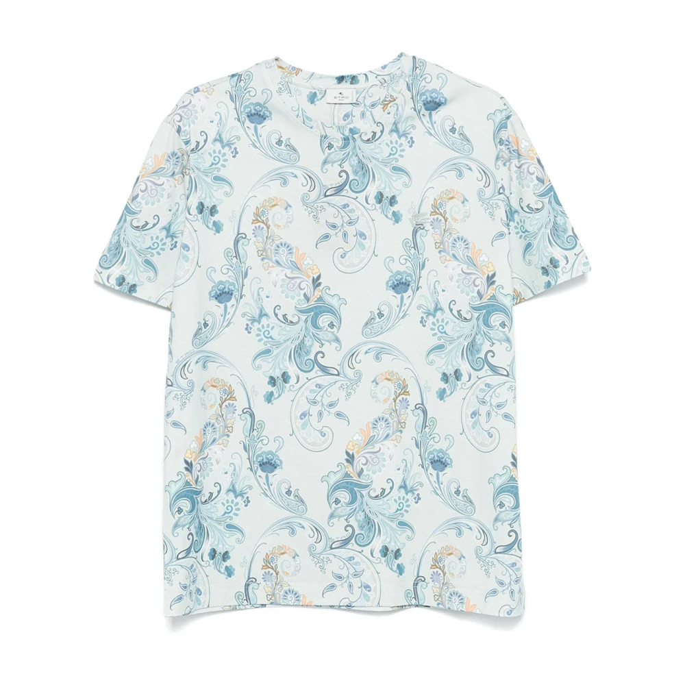 ETRO Casual Katoenen T-Shirt in Blauw Blue Heren