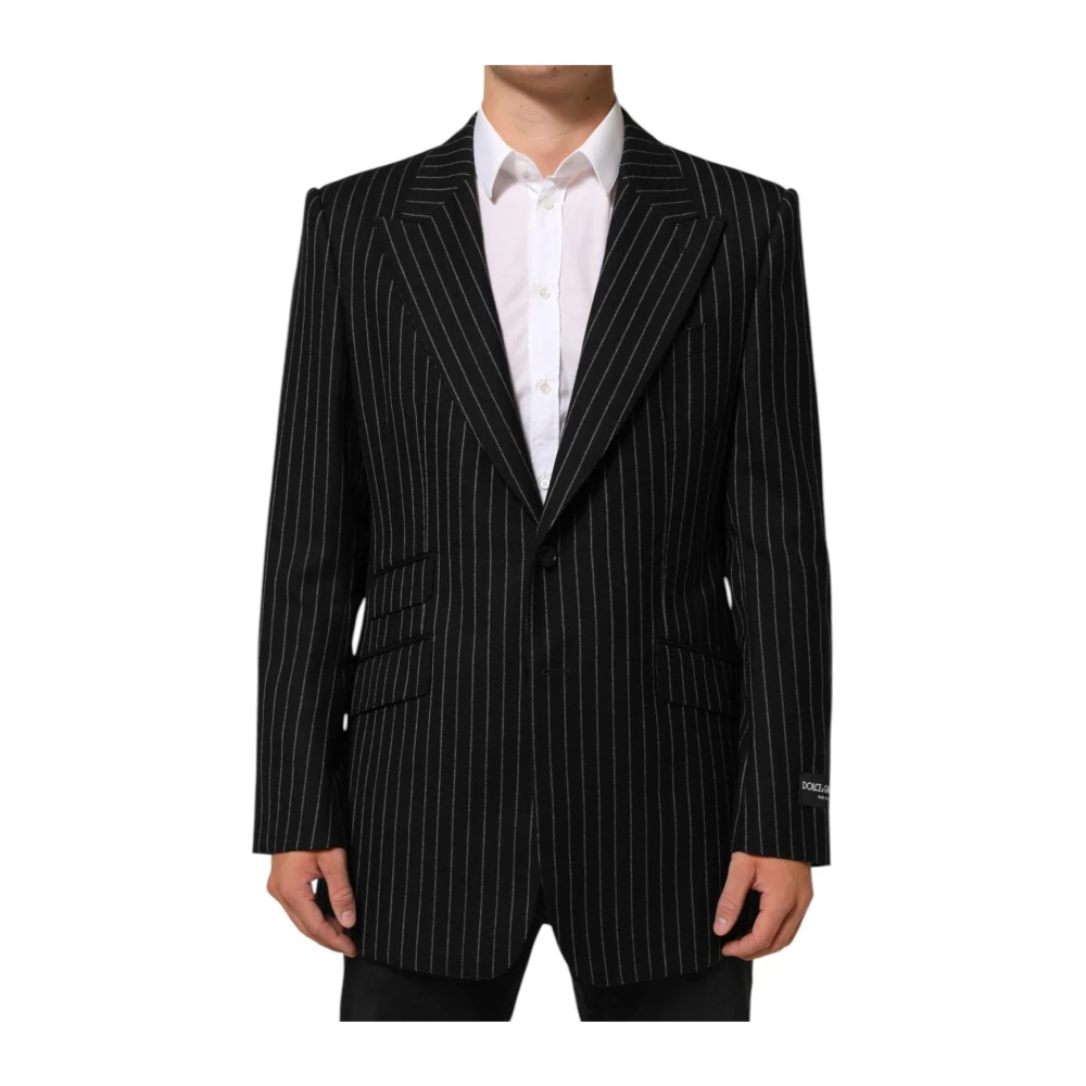 Dolce & Gabbana Men's Black Stripes 2 Buttons Suit Jacket Blazer