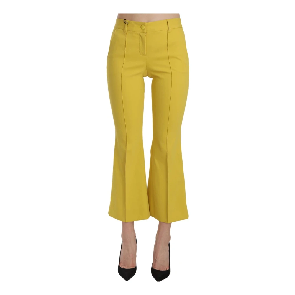 Dolce & Gabbana Women's Yellow Cropped Trousers, 2XS, Flared Bootcut Capri Trousers