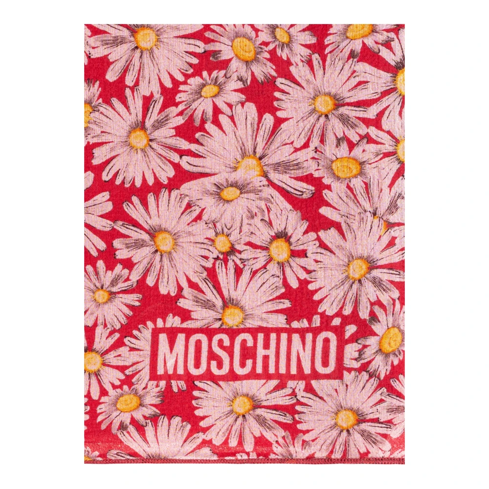 Moschino Zijden sjaal met bloemmotief Red Unisex