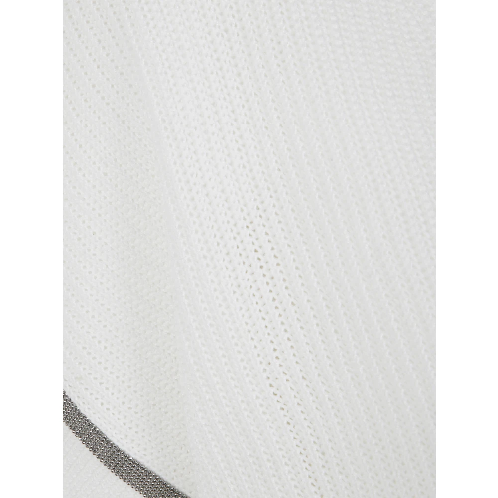 BRUNELLO CUCINELLI V-hals trui korte mouw lichtgewicht breisel White Dames