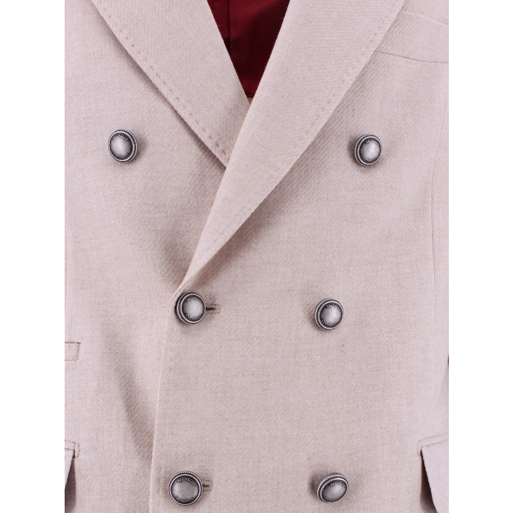 BRUNELLO CUCINELLI Dubbelrij Blazer Jas Beige Heren
