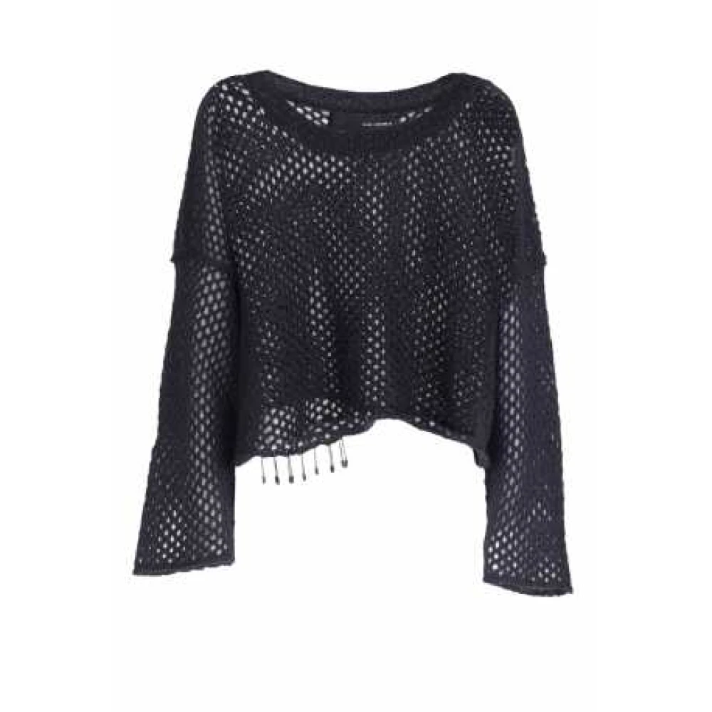 Isabel Benenato Zwarte Veiligheidsspeld Trui Oversized Black Dames