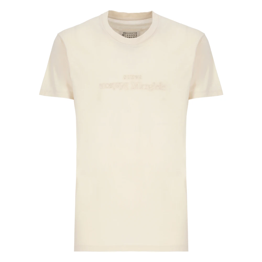 Maison Margiela Beige Katoenen T-shirt met Logo Beige Heren