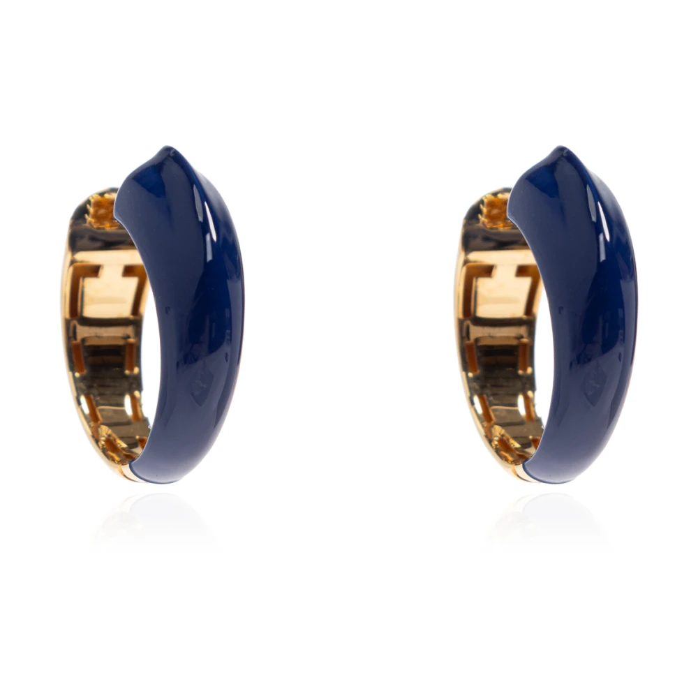Jil Sander Donna Blu Wide Semi-Circular Hoop Earrings