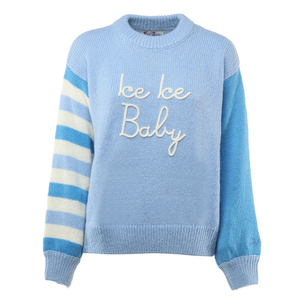 MC2 Saint Barth Blauwe Tricot-Effect Sweater met Ronde Kraag Blue Dames