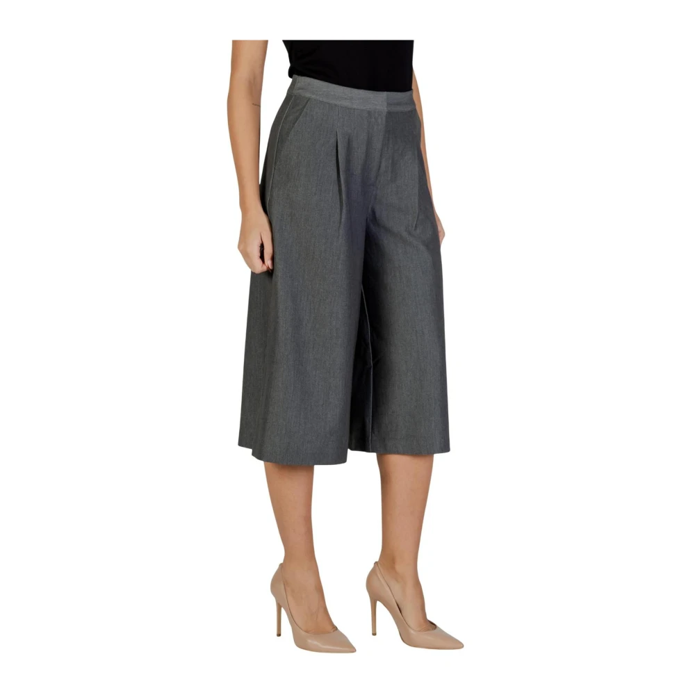 Ichi Women's Gray Zip-Fastening Trousers With Front Pockets - Cropped Trousers - 3XS- Trousers