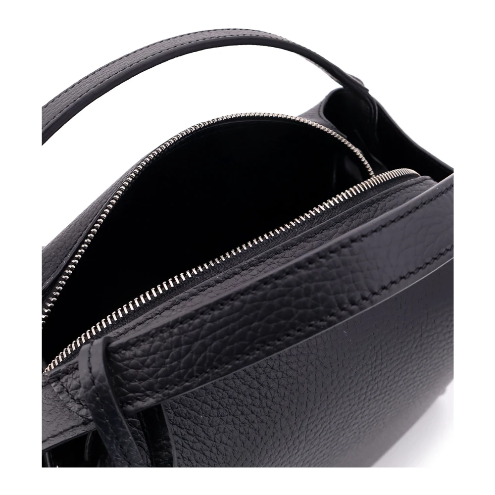 TOD'S Leren handtas met gegraveerd logo Black Dames