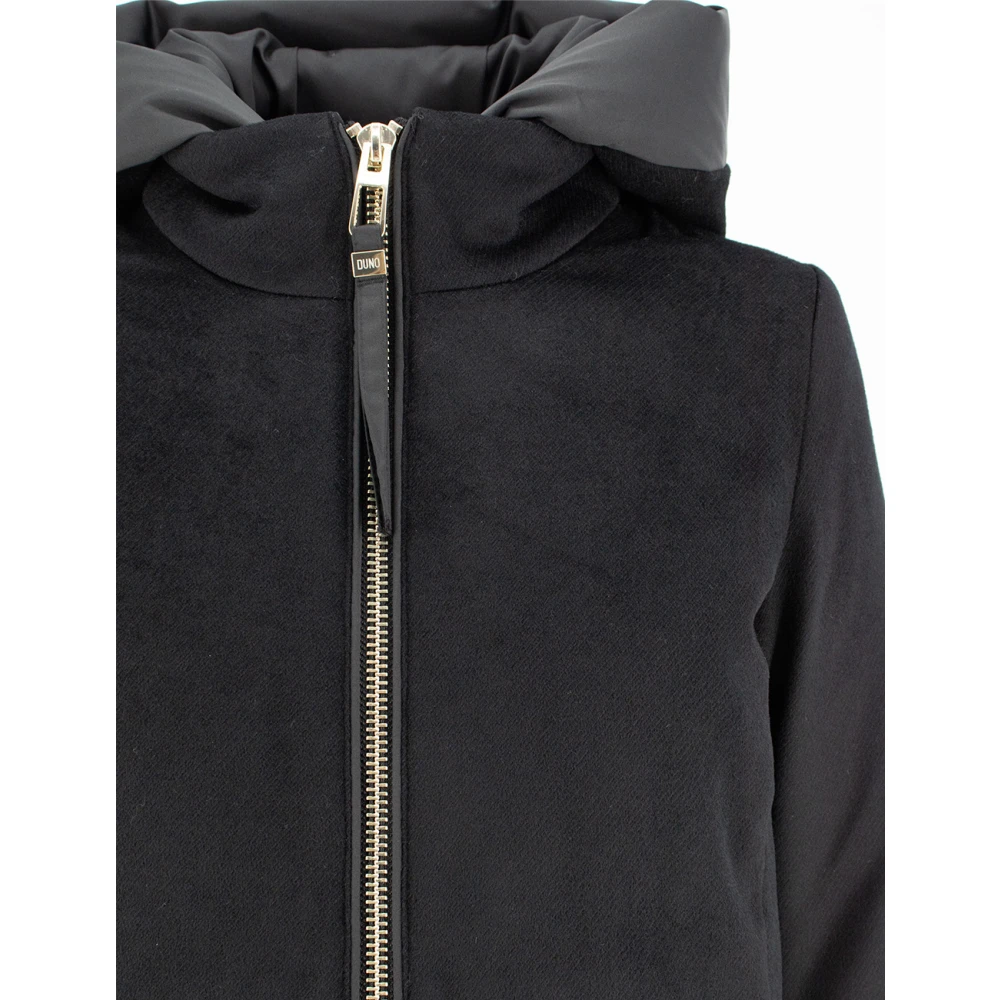 Duno Bi-materiaal wollen en technische donsjas Black Dames