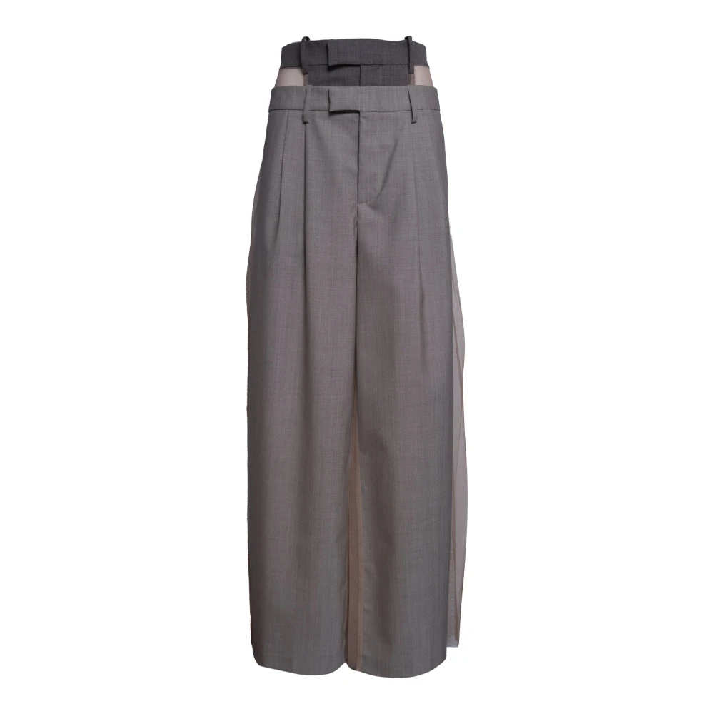 Erika Cavallini Gray Wide Trousers - Female - Wide Trousers - S - Trousers