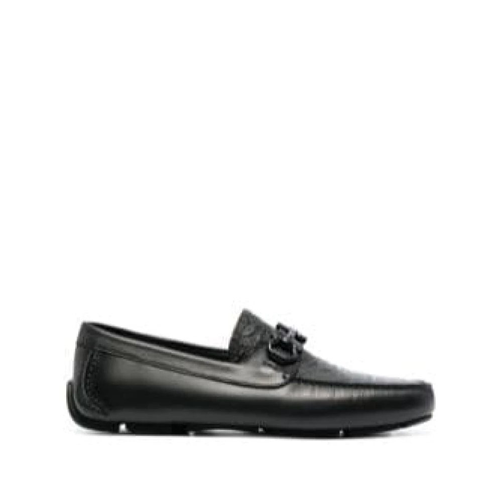 Salvatore Ferragamo Gancini-Logo Loafers Black Heren