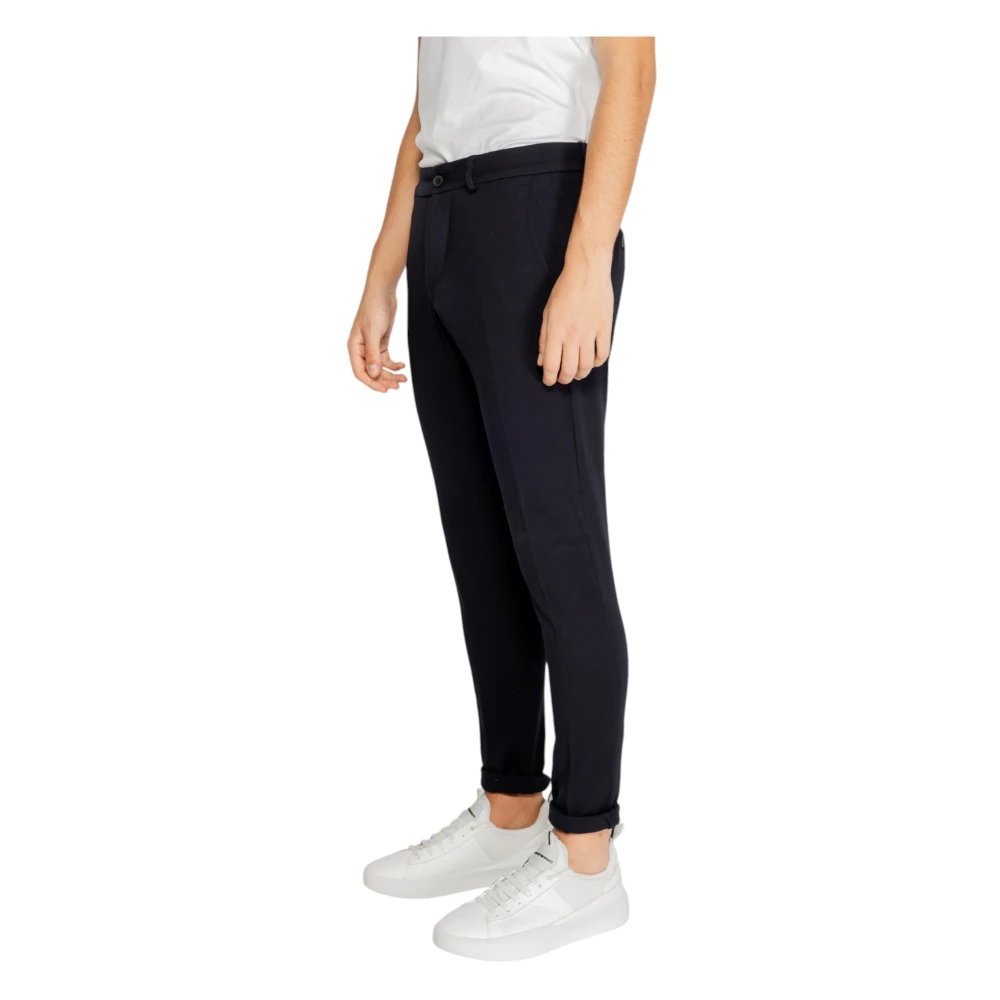 Antony Morato Blauwe effen broek met ritssluiting Blue Heren