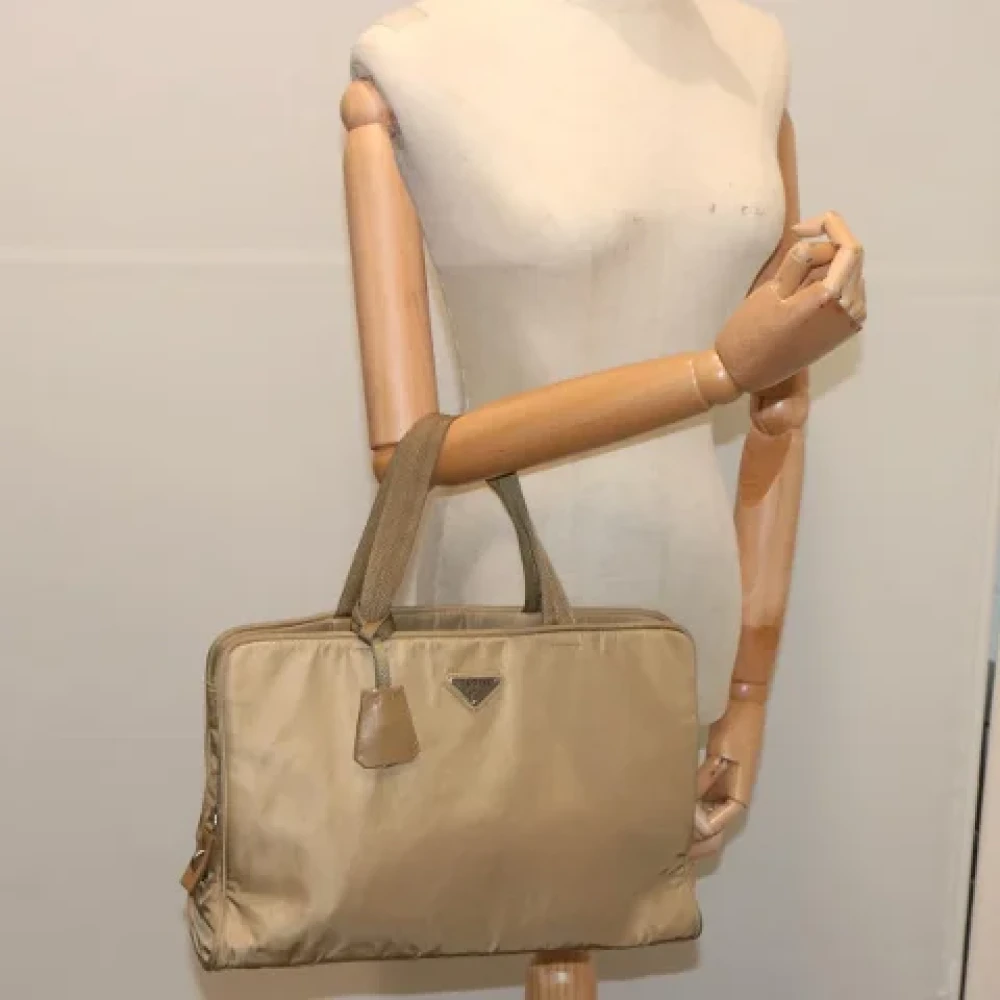 Prada Vintage Pre-owned Canvas handbags Beige Dames