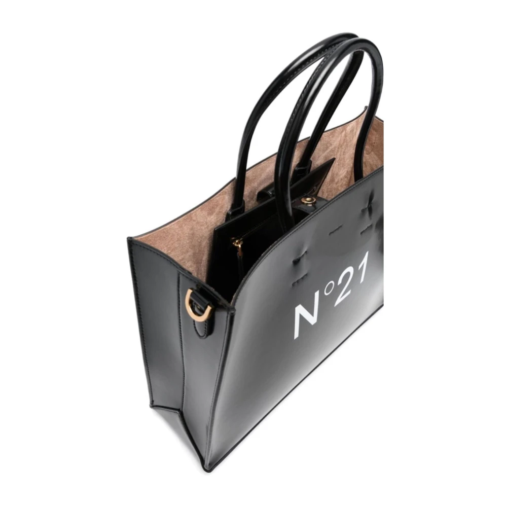 N21 Zwarte Leren Schoudertas Black Dames