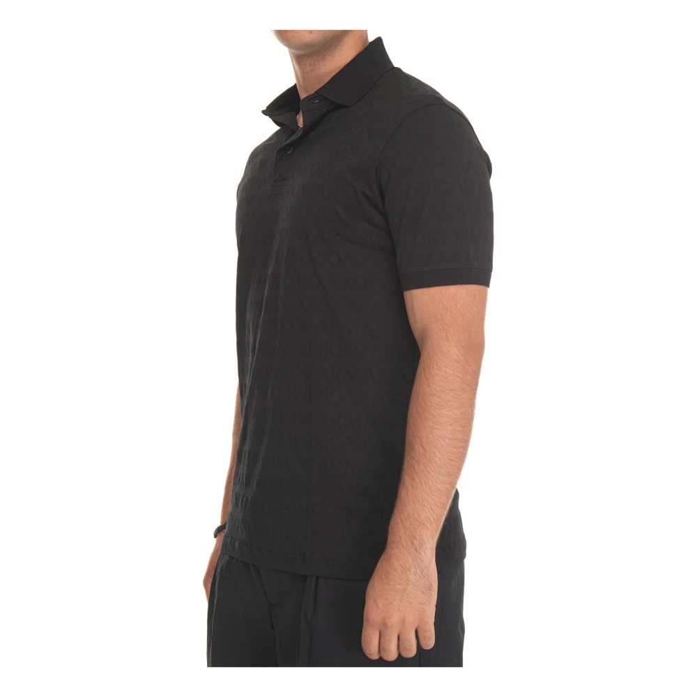Emporio Armani Polo Shirt met Logo en 3 Knopen Black Heren