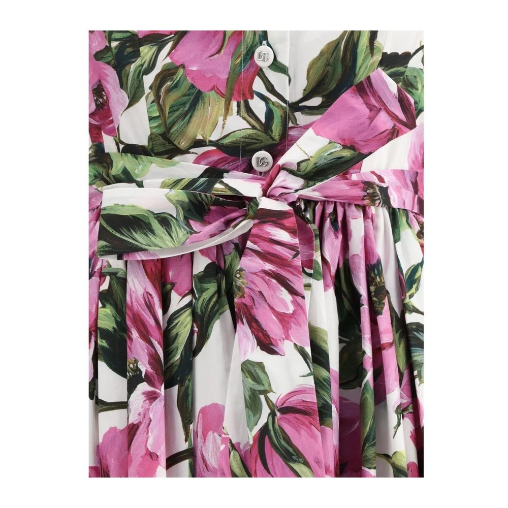 Dolce & Gabbana Peony Print Chemisier Jurk met Wijd Uitlopende Rok Multicolor Dames