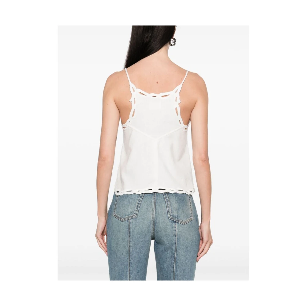 Isabel Marant Étoile Elegante witte gehaakte trim V-hals top White Dames