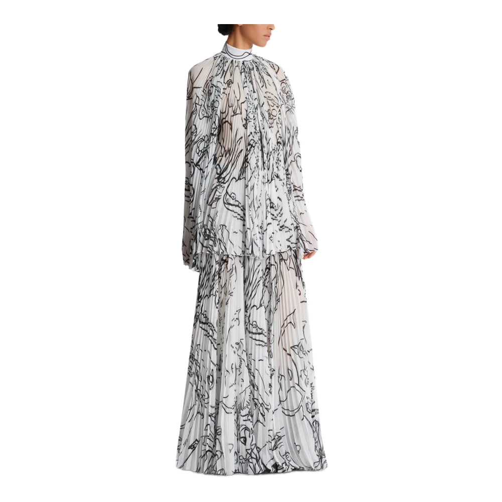 Balmain Disney x : The Lion King Korte geplooide bedrukte kinderjurk White Dames