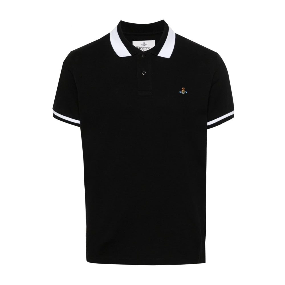 Vivienne Westwood Kontrast Trim Orb Polo Skjorta Svart Black, Herr