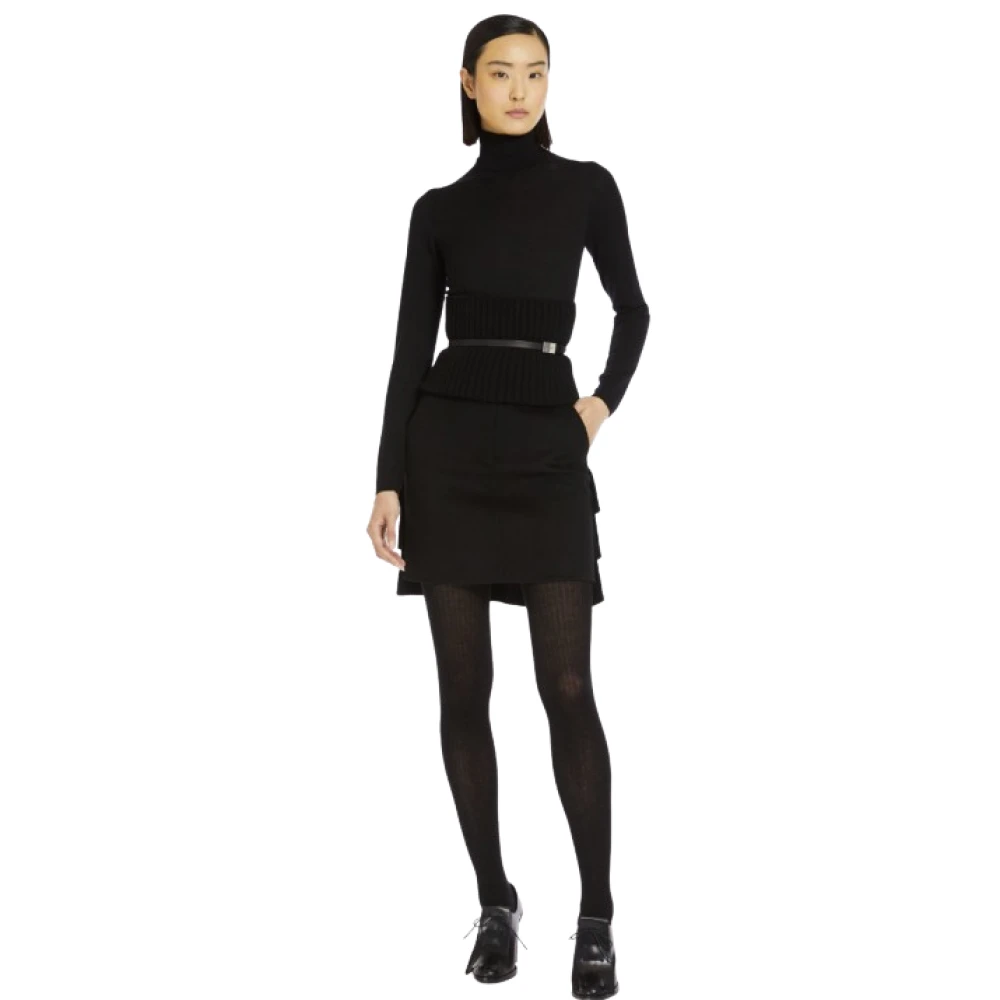 Max Mara Zwarte Kameel Rok met Ruches Black Dames