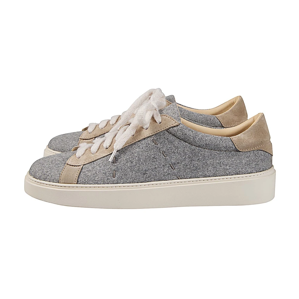 Eleventy Men's Gray Sneakers, 10 Uk, Suede Trainers With Handmade Details