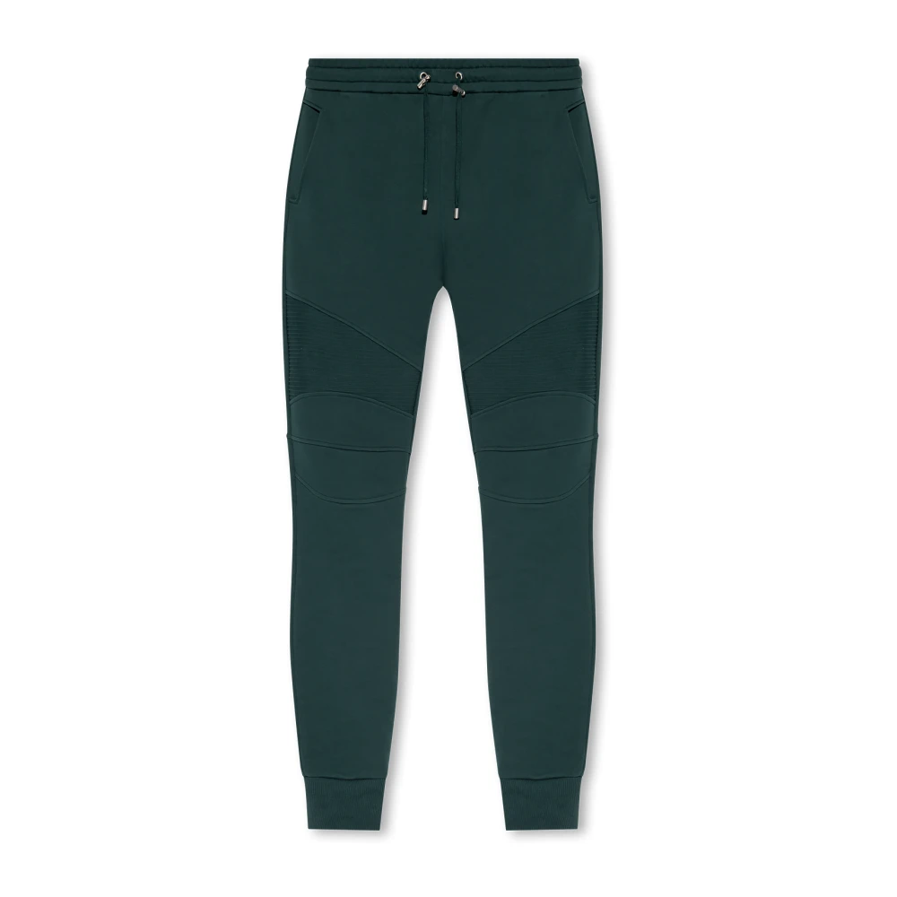 Balmain Green Joggers With Logo - Male - Sweatpants - L - Trousers