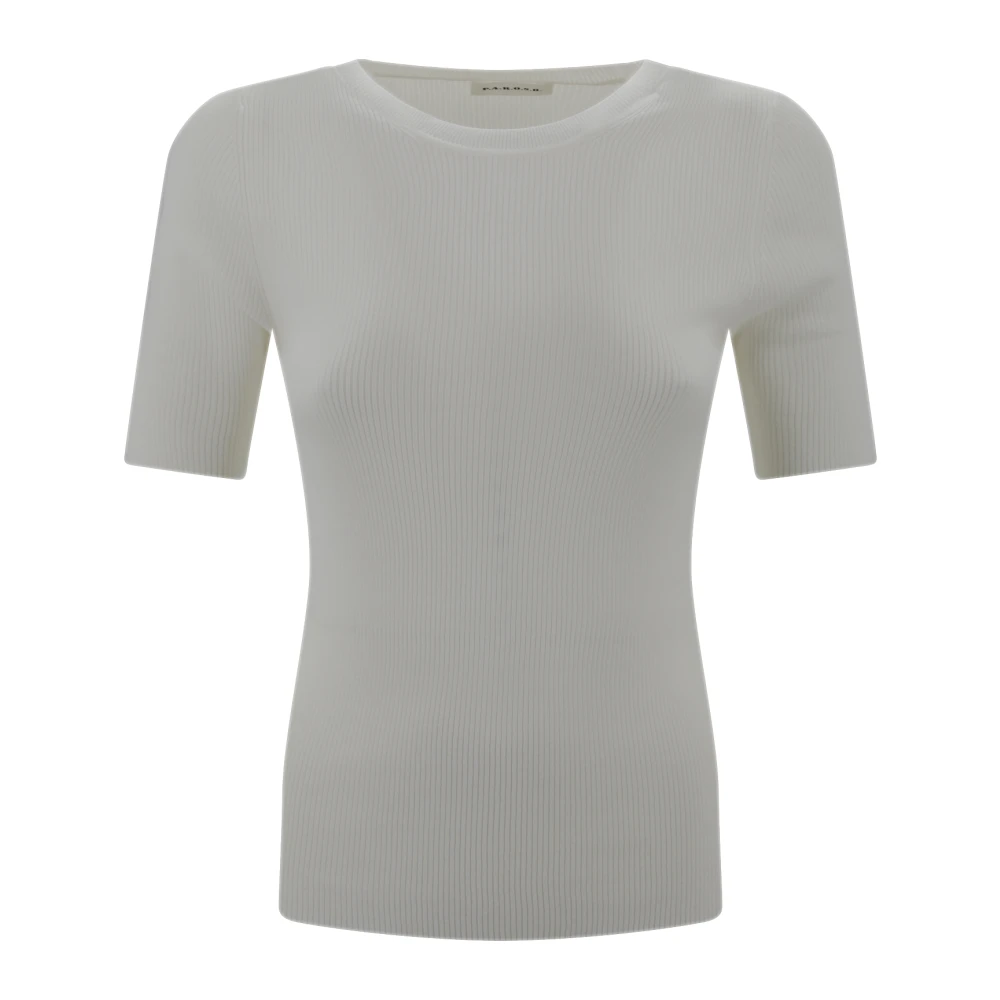 P.a.r.o.s.h. Crème Trui met Ribgebreid Beige Dames