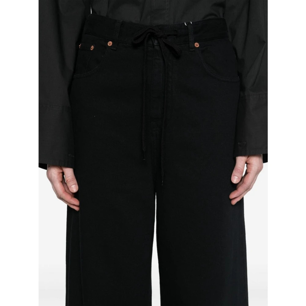 MM6 Maison Margiela Zwarte Denim Wijde Pijp Jeans Black Dames