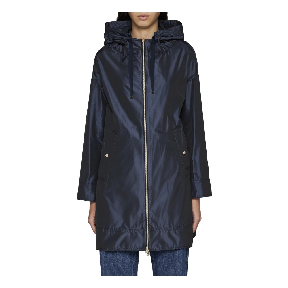 Herno Iridescent Parka met Trekkoord en Capuchon Blue Dames