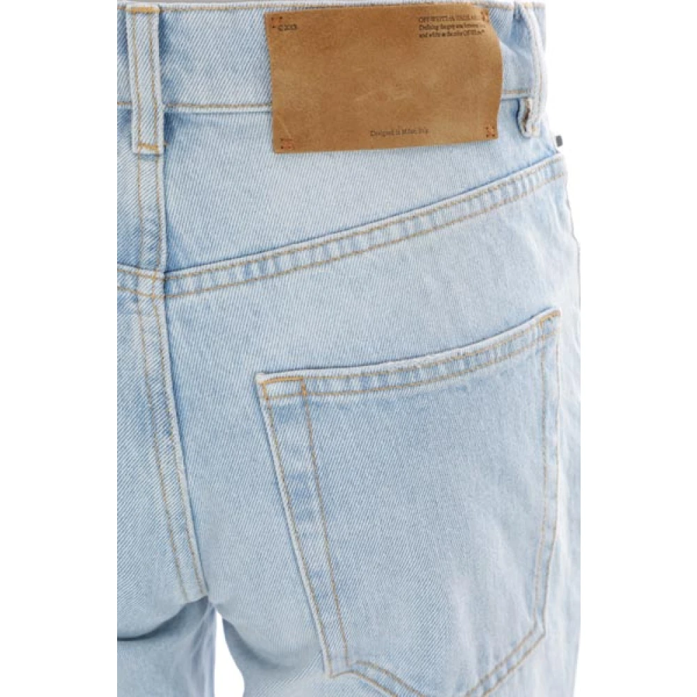 Off White Blauwe Versleten Baggy Chino Jeans Blue Dames
