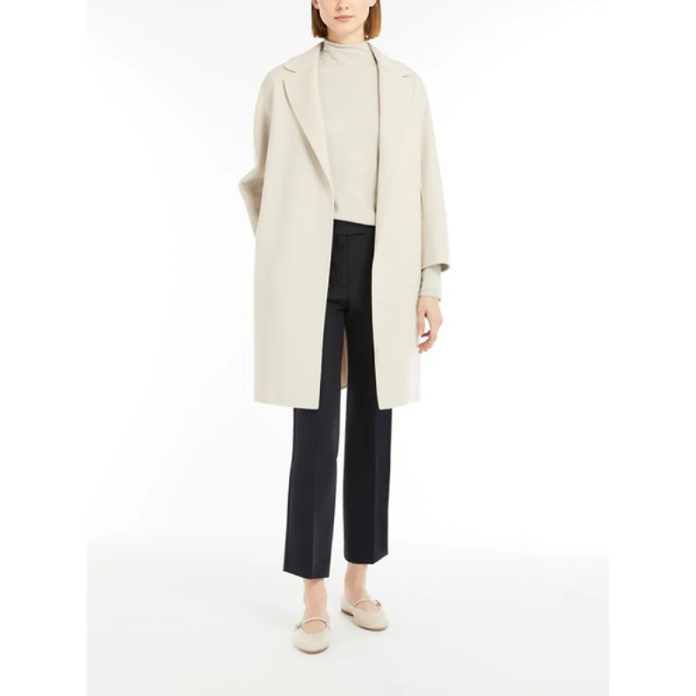 Max Mara Korte jas van zuivere wol wijde snit Beige Dames
