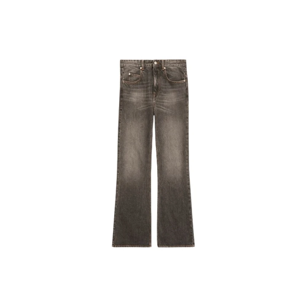 Isabel Marant Étoile Flared Jeans met rits en knoop Black Dames