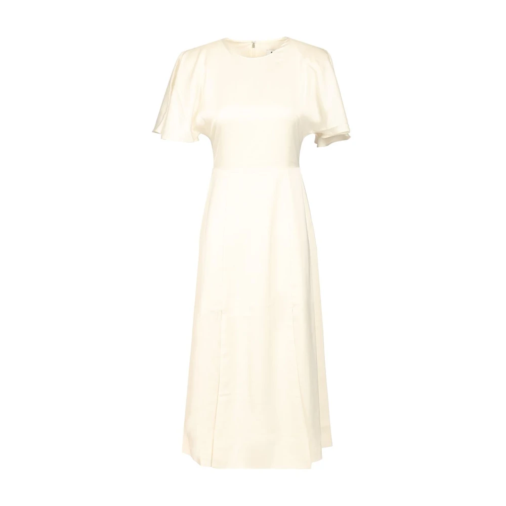 Rotate Birger Christensen Beige Satin Midi Slit Dress - Female - Midi Dresses - S - Dresses