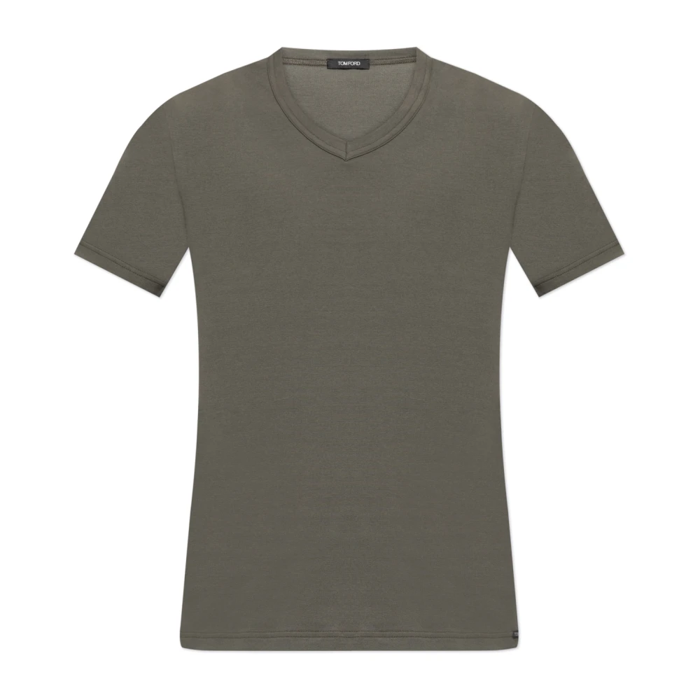 Tom Ford Mannelijk Groente Tops Heren, Groen, S, Katoen, V-Hals T-Shirt