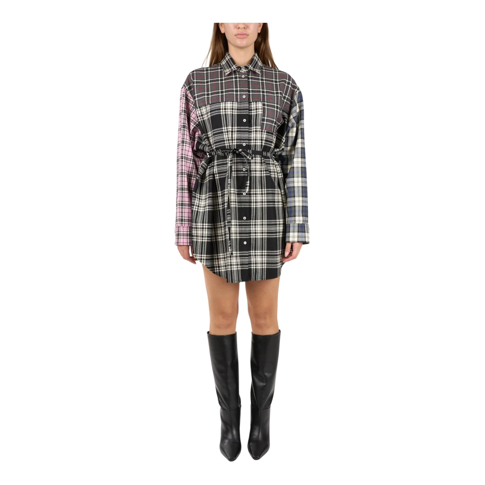 Msgm Tartan Wol Oversized Overhemdjurk Multicolor Dames