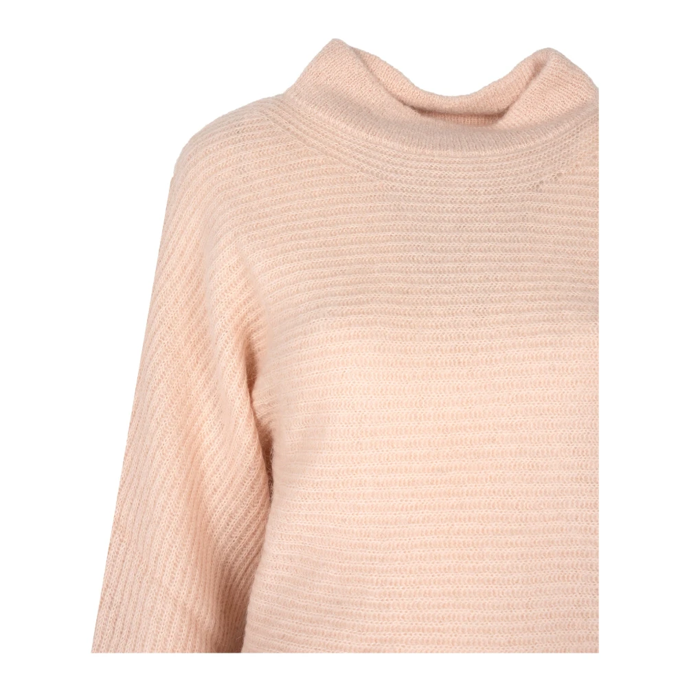 PATRIZIA PEPE Elegante Ribgebreide Trui met Strikmouwen Beige Dames