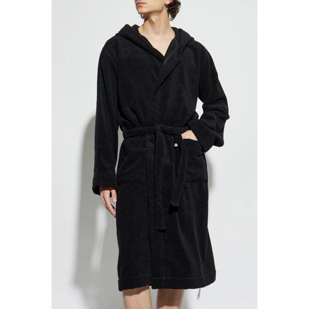 Moschino Katoenen badjas met capuchon Black Heren