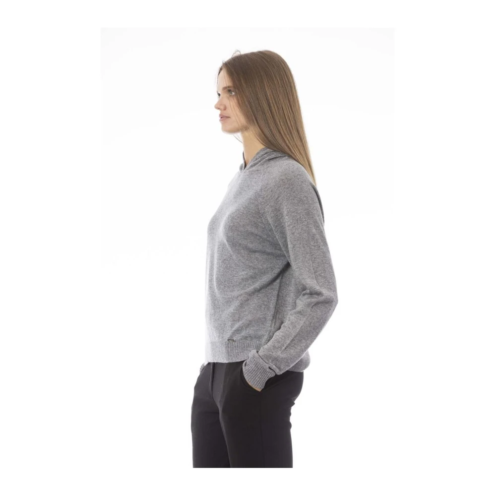 Baldinini Luxe Ribgebreide Sweater met Capuchon Gray Dames