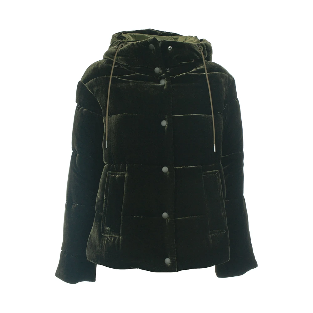 Aspesi Korte Puffer Jas van Fluweelzijde Green Dames
