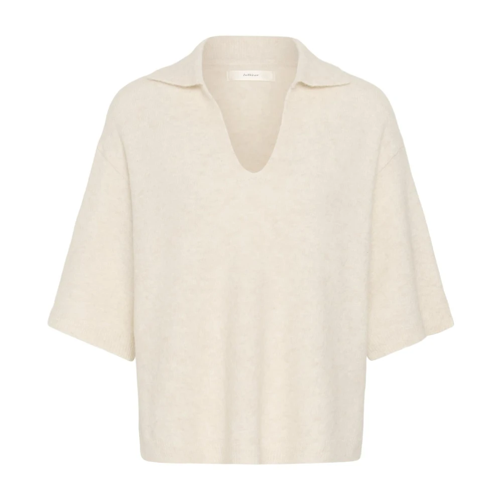 Inwear Women's White Guniiw Polo - V-Neck Knitwear - Xl - Knitwear