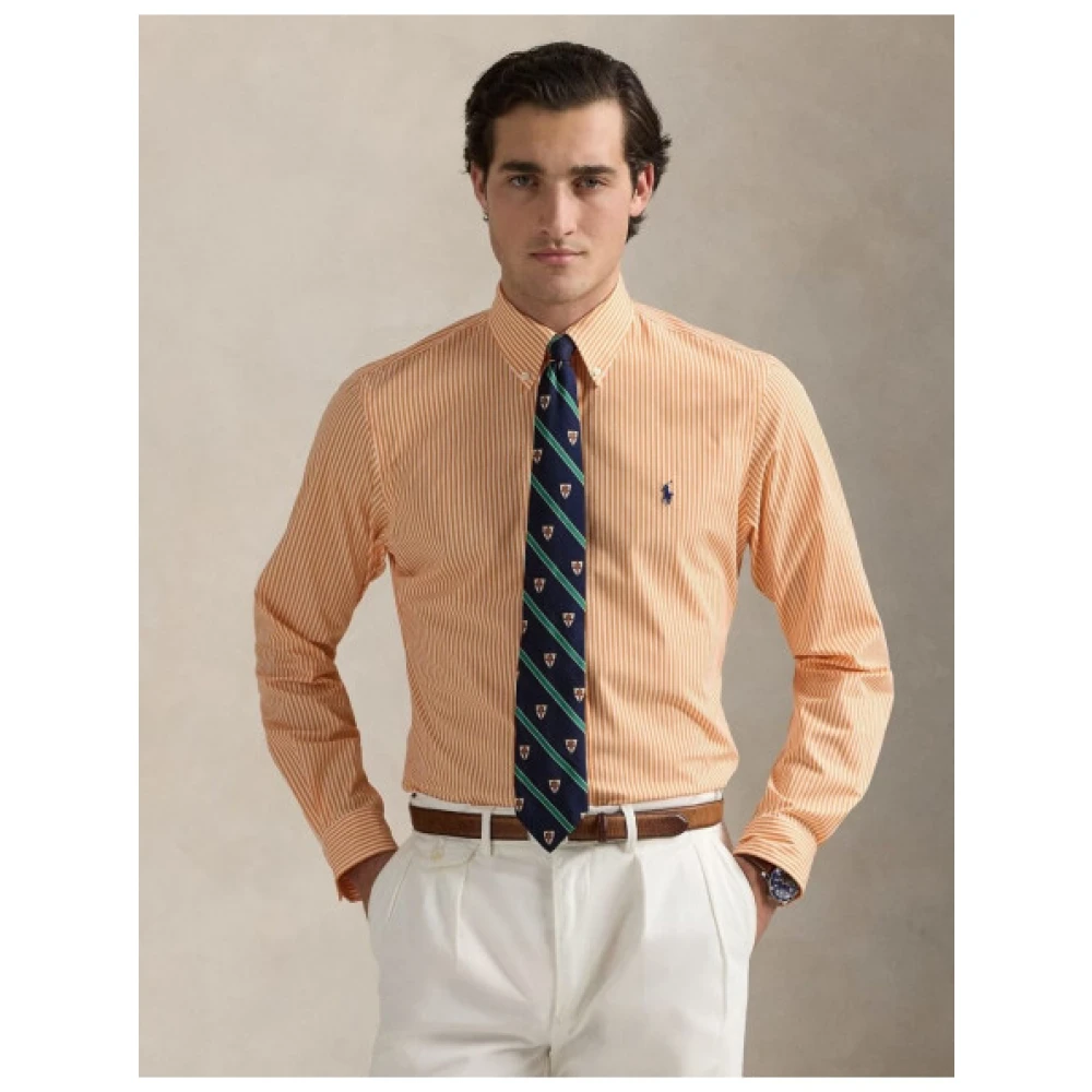 Polo Ralph Lauren Gestreept katoenen popeline overhemd Orange Heren