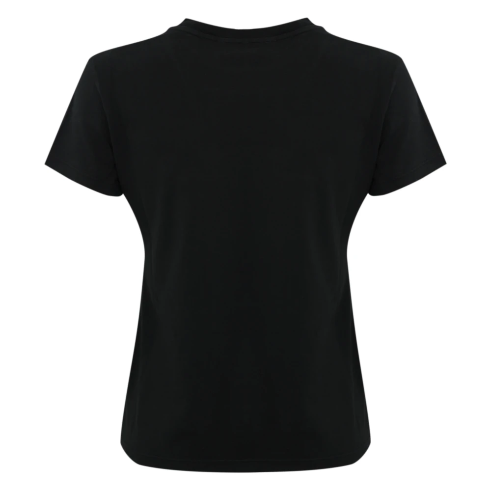 pinko Zwarte katoenen T-shirt met logo borduurwerk Black Dames