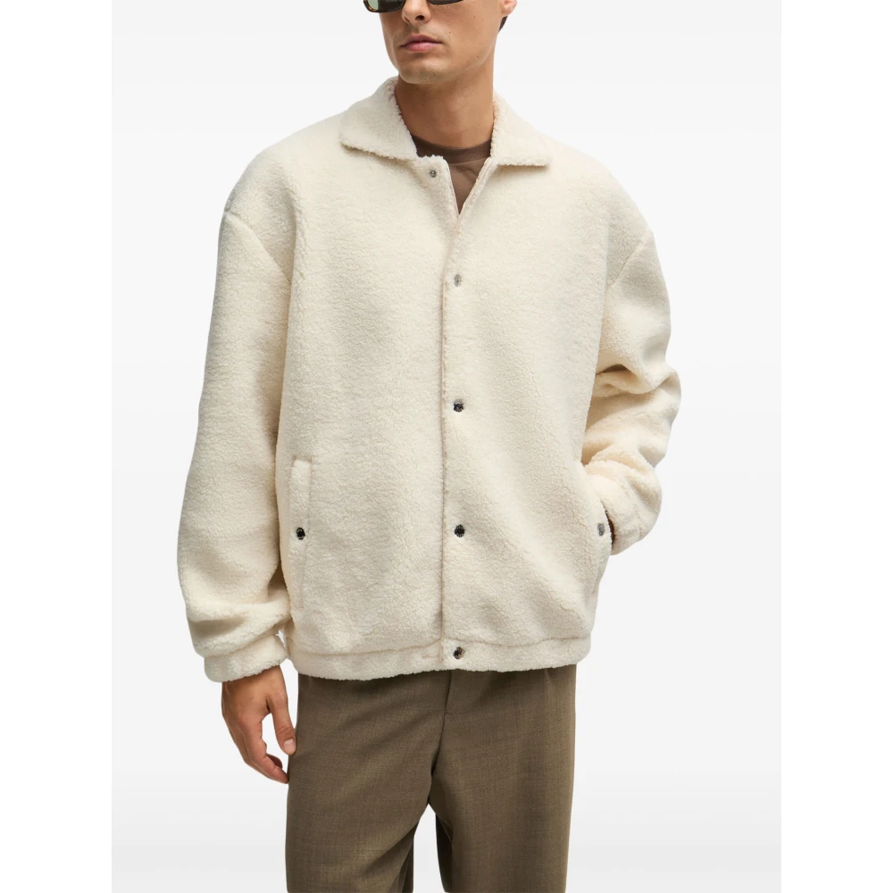 Hugo Boss Witte Open Maglia Shirt White Heren