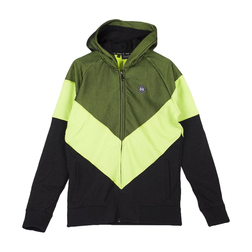 Dolly Noire Men's Multicolor Zip-Throughs, Xl, Flight Zip Hoodie Black/Green