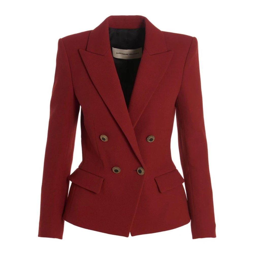 Alexandre Vauthier Dubbel-Borst Wol Blazer Jas Red Dames