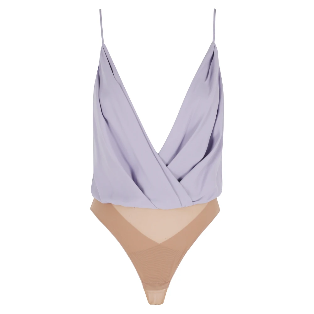 Elisabetta Franchi Vrouw Purper Tops Dames, Paars, L, Viscose Georgette Bodysuit