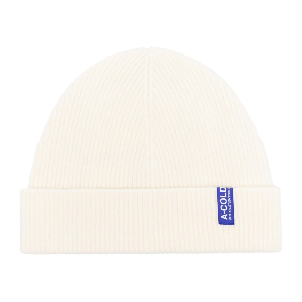 A-Cold-Wall Vit Ullblandning Ribbstickad Beanie Mössa White, Herr