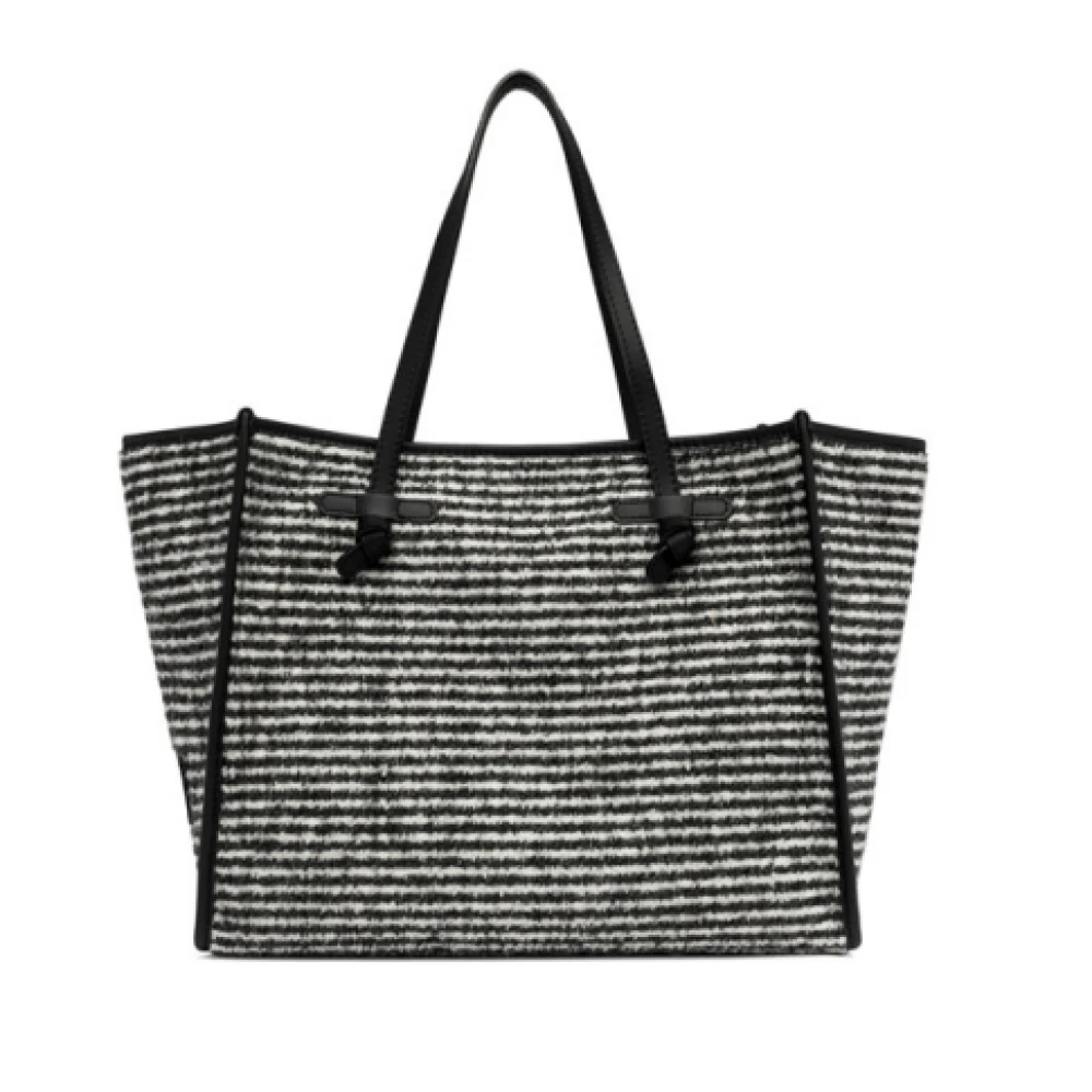 Gianni Chiarini Zwarte Leren Streep Patroon Handtas Black Dames